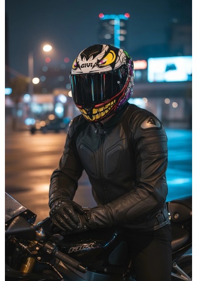 Gıvı 50.x Joke / 1 Renkli 1 Şeffaf Vizörlü Motosiklet Kask Siyah Vizör + Şeffaf