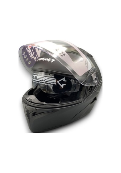 Motosiklet Rs2 Kask Çene Açılır Güneş Vizörlü Mat Black Mat Siyah