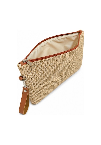 Adelina Bags Hasır Portföy El Çantası Bilek Askılı Saten Astarlı Hasır Görünümlü Clutch Çanta