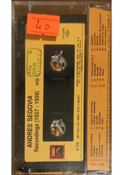Plak Değildir Kaset Tir Andres Segovia Kaset