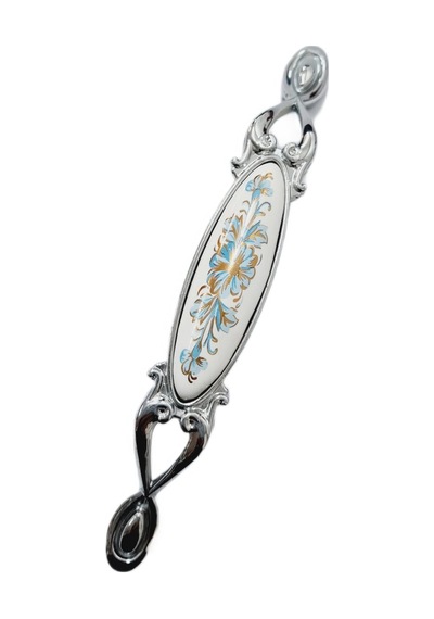 Miray 128 Mm Metal Krom Kasa Beyaz Motifli / 5 Adet Krom