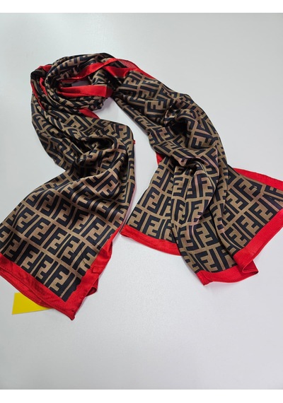Miorel Scarfs F Desen İthal Vual İpek Şal Aksesuar Fular Silk Scarfs Shawl Hijab Açık Kahverengi