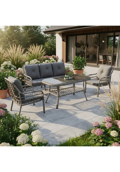 Capri Swing Pisa Üçlü Rattan Bahçe Balkon Oturma Grubu Beyaz 801