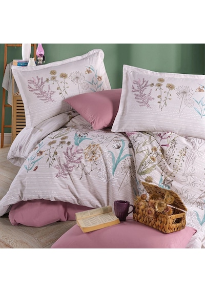 Clasy Ranforce %100 Pamuk Tek Kişilik Nevresim Bahari V1 Pembe Pembe
