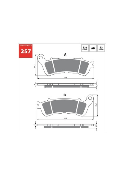 Gold Ad 257 Fren Balata Sinter Metal