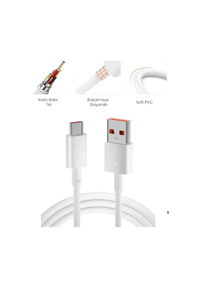 120w Turbo Ultra Hızlı Akım Korumalı Şarj Aleti Usb- Type-c Kablo Ve Adaptör Şarj Seti