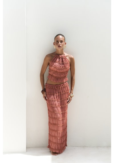 Mai Collection Mai Studios Co. Sofi Transparan Tarçın Crop Etek Takım Tarçın
