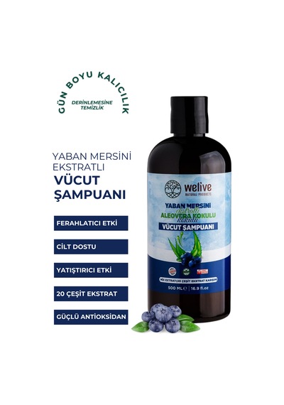 Yaban Mersini Ekstratlı Aleovera Kokulu Vücut Şampuanı - Duş Jeli 500 Ml Tüm Saç Tipleri