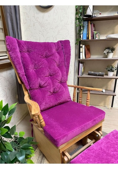 Asedia Mama Puflu Naturel Fuşya Minderli Sallanan Emzirme Koltuğu