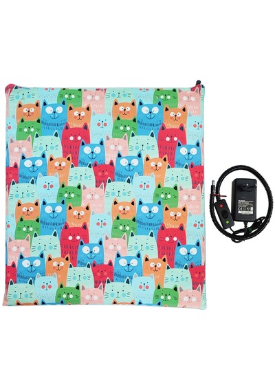 Kedi Minderi Isıtmalı Model 45x45cm 12v Adaptörlü Su Geçirmez Kdtes84