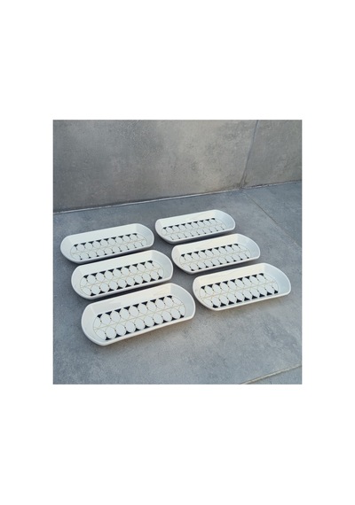 6lı Set Seramik Küçük Boy Oval Kayık Tabak Seti - 9x20cm Beyaz