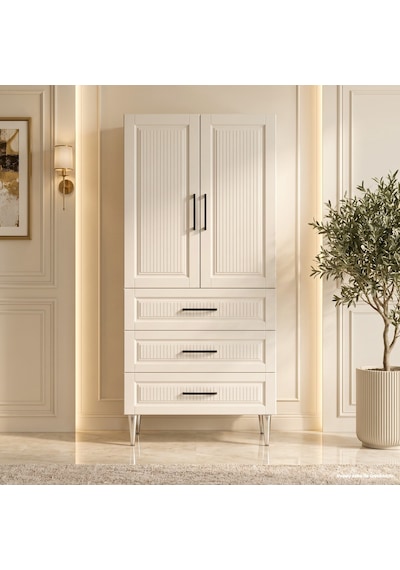 Stresa Çok Amaçlı Dolap 60 Cm 2 Kapak 3 Çekmece Lake Krem - Çok Amaçlı Erzak Dolabı Gri