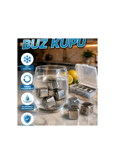 304 Paslanmaz Çelik Buz Küpleri Klipsli Soğutma Seti Renkli