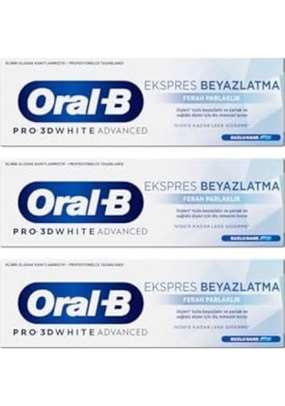 Oral-b Pro 3d Advanced Ekspres Beyazlatma Ferah Parlaklık Diş Macunu 75 Ml 3lü Paket Ağız Kokusu Önleyici