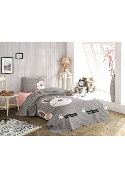 Eponj Home Pike Seti Baskılı Tek Kişilik Tavşancık A.kahve-gri-pembe A.kahve-gri-pembe