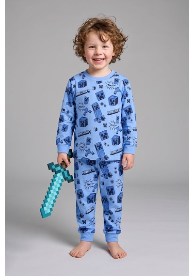 Zuzunga Computer Game Desenli Erkek Çocuk Pijama Takımı Mavi - Lacivert Zuzunga Computer Game Desenli Erkek Çocuk Pijama Takımı Mavi - Lacivert