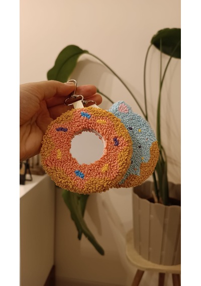 Aynalı Donut Anahtarlık Charm Pembe