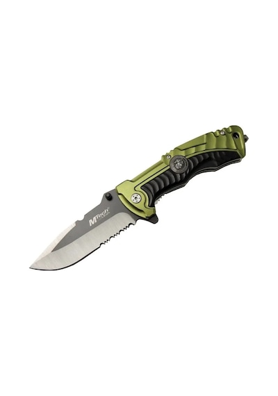 Mtech 4-12-1 Haki Kurtarma / Kamp Çakısı 21cm- Yarı Otomatik, Testere Detaylı, Cam Kırma Aparatlı, Kemerlikli