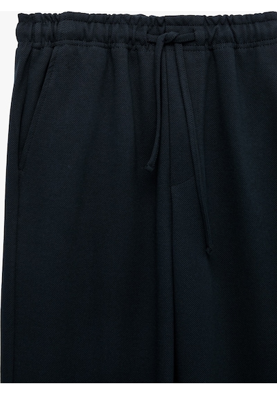 Koton Cepli Beli Bağcıklı Kumaş Pantolon Lacivert 7wam40007hk