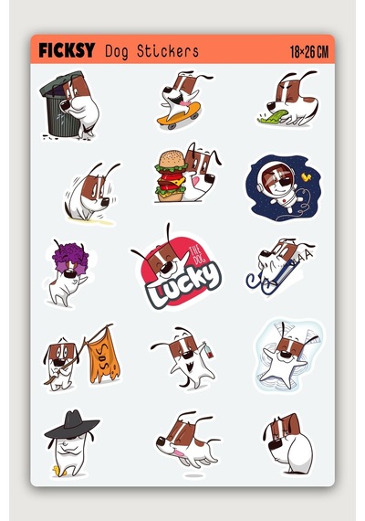 Sevimli Köpek Sticker Seti - 15 Adet Etiket Çıkartma Diğer