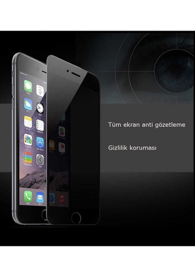 Apple  Uyumlu iPhone 8 Plus Mat Hayalet Ekran Gizli Privacy Tam Kaplayan Kırılmaz Cam Seramik Ekran Koruyucu Siyah
