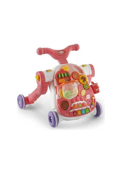 5 In 1 Multifunction Walker Pembe - Eğitici Bebek Aktivite Masası Ve İlk Adım Yürüteç