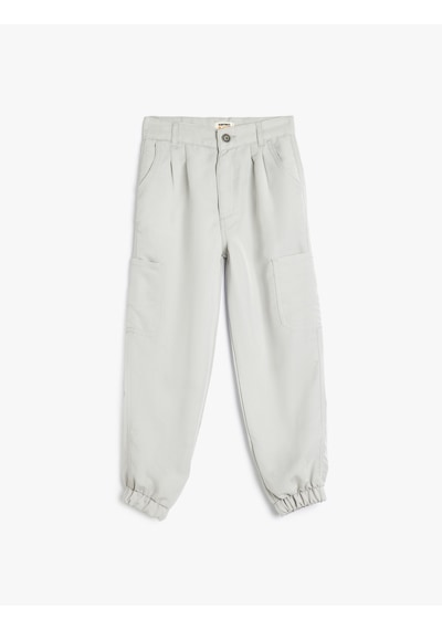 Koton Jogger Pantolon Kargo Cepli Düğme Detaylı Gri 5wkg40070aw Gri