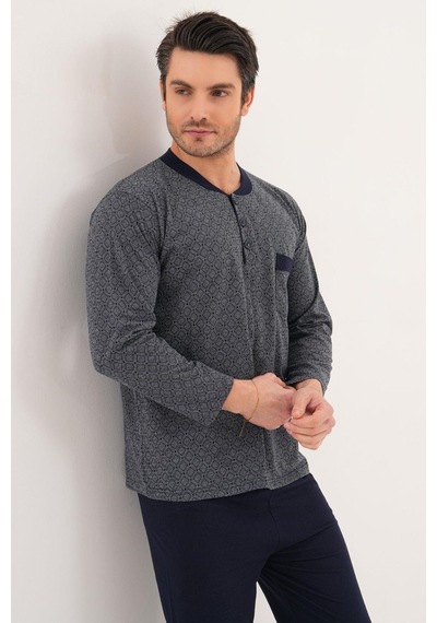 Markalinda 3136 Lacivert Büyük Beden Erkek Pijama Takımı Lacivert
