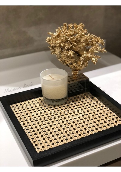 Rattan Hazeran Kare Tepsi Siyah %100 Doğal Hazeran M019