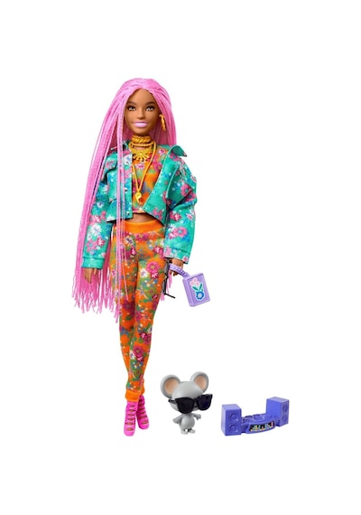 Gxf09 Barbie Extra - Pembe Örgü Saçlı Bebek. 3 Yaş