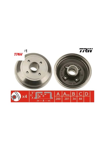 Arka Fren Kampana Corsa C 01 11 Abs Siz Trw 9196287/ 418000/ 9004416/ 24401369