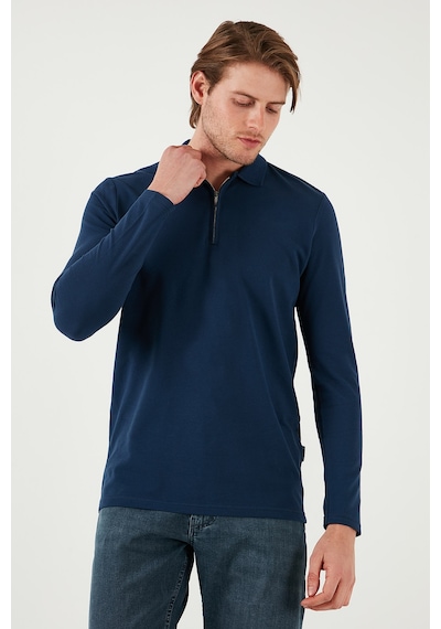 Buratti Pamuklu Slim Fit Yarım Fermuarlı Polo Yaka Erkek Sweat 5903010 Indigo