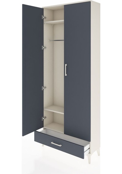Arges Dolap 3 Raflı Tek Çekmeceli Tek Askılı 88x30x221 Aytaşı-antrasit Aytası