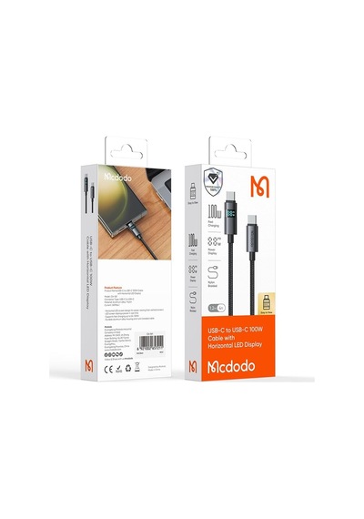 Ca-5610 Usb-c To Usb-c 100w Kablo Yatay Led Ekranli Siyah