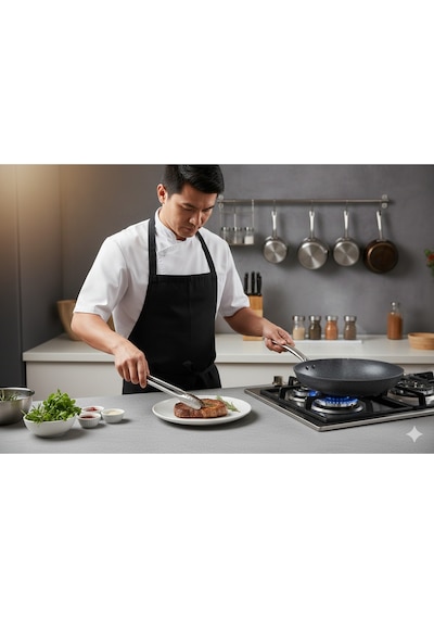 Polochef Megatron Granit Balık,et,sote,kızartma Tavası 26 Cm Çelik Saplı Orta Boy Gri