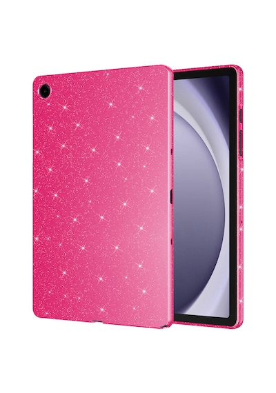 Samsung Galaxy Tab S10 Lite / S10 Fe / S9 Fe 10.9 Uyumlu Simli Parlak Koton Tablet Kılıf Standlı Koruyucu Kapak Koyu Pembe