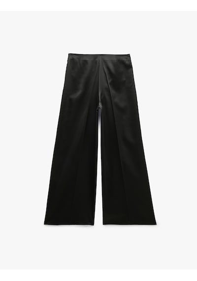 Koton Normal Bel Geniş Paça Saten Pantolon Siyah 7wak40188uw