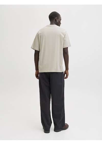 Jack & Jones Jack Jones Yazı Desenli Erkek Yuvarlak Yaka Tişört 12287990 Bej