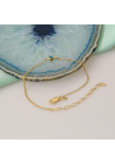 925 Ayar Gümüş Nazar Boncuklu Gold Bileklik