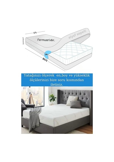 Aloe Vera Fermuarlı Yatak Kılıfı, Yatak Pedi&şiltesi Kılıfı, Yıkanabilir, Beyaz.yükseklik Belirtiniz.