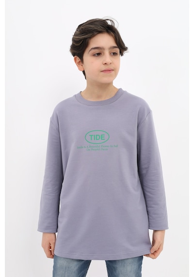 Toontoy Kids Toontoy Erkek Çocuk Baskılı Sweatshirt Koyu Gri