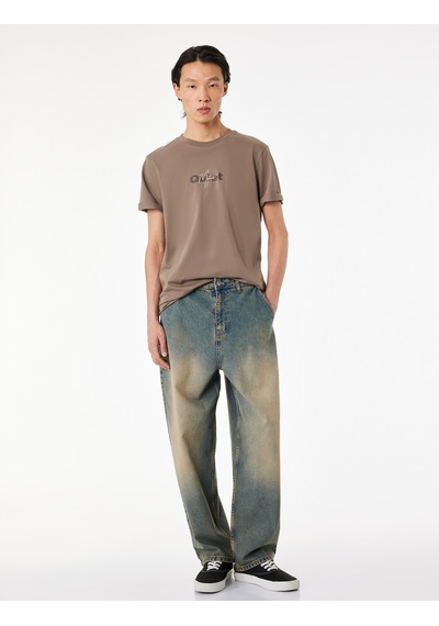 Koton Pamuklu Cepli Oversize Normal Bel Bol Skater Jean Pantolon Petrol 6sam40369nd