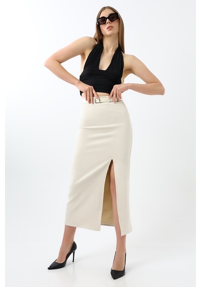 Gugus Kadın Süet Kuamaş Trend Model Uzun Kemerli Fermuar Kapamalı Yırtmaçlı 92 Cm Maxi Boy Etek Ekru Gugus Kadın Süet Kuamaş Trend Model Uzun Kemerli Fermuar Kapamalı Yırtmaçlı 92 Cm Maxi Boy Etek Ekru