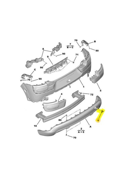 Citroen C4 Arka Tampon Çeki Kapak 2014-2017 9801688280 1.2 Vtı, 1.6 Hdı
