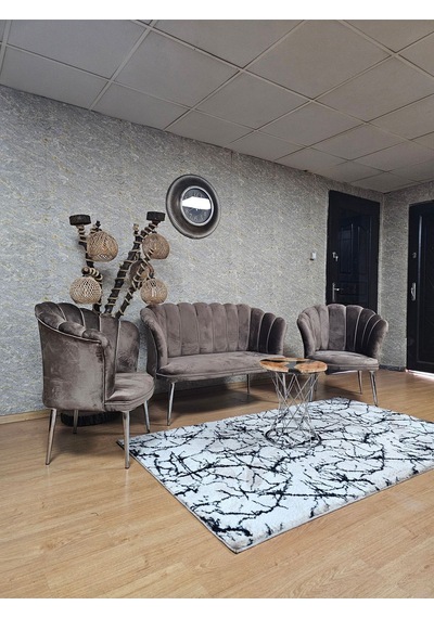 Papatya Çay Seti Koltuk Takımı Krom Sivriltme Ayak, Balkon, Salon 001
