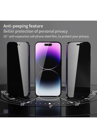Apple iPhone 15 Uyumlu,  Privacy Hayalet Ekran Koruyucu Tam Kaplayan 5d Yandan Görünmez