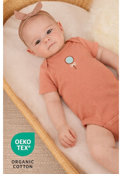 Luppinos Candy 3lü %100 Pamuk Nakışlı Bebek Body Set Açık Pembe - Krem