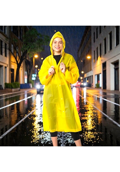 Kuzey Oyuncak 1 Adet Yüksek Kalite Sarı Yağmurluk Kız Erkek Yağmurluk Şapkalı Çıtçıtlı Yağmurluk Unısex Raın Coat Sarı