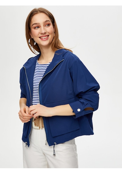 Faik Sönmez Astarsız Kapişonlu Comfort Fit Trençkot S25tnc012 Us25tnc01220 Lacivert