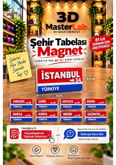 Şehir Tabelası Magnet Magnet Buzdolabı Süsü